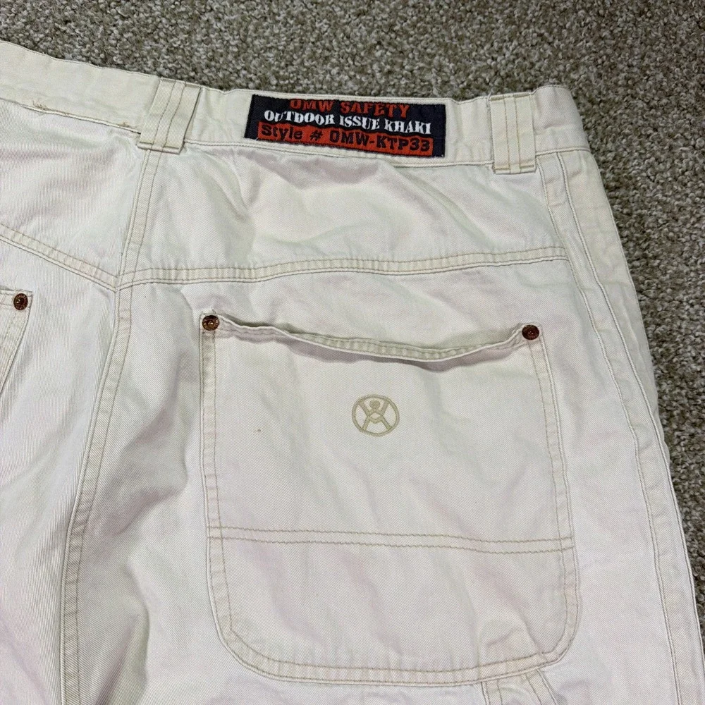 Vintage Hiphop Beige Carpenter Shorts OMW Baggy Classic 90s 40 Waist